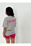 Ellore T-Shirt - Gray Printed Oversize Crew Neck Short Sleeve T-Shirt - 5