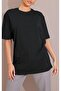 Plain Single Jersey T-Shirt - Black Oversize Crew Neck Short Sleeve T-Shirt - 4
