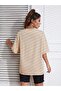 Basketball Bear T-Shirt - Beige Printed Oversize Crew Neck Short Sleeve - 2