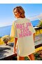Not Mood Single Jersey T-Shirt - Beige Printed Oversize Crew Neck Short Sleeve T-Shirt - 3