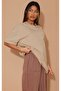 Plain Single Jersey T-Shirt - Beige Oversize Crew Neck Short Sleeve T-Shirt - 3