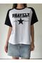 Bravely Believable T-Shirt - White Black Printed Oversize Crew Neck Raglan Sleeve T-Shirt