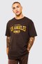 Los Angeles Star 1986 Single Jersey T-Shirt - Brown Printed Oversize Crew Neck Short Sleeve T-Shirt