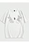 Men's Hand Print Oversize White Printed T-shirt - Crew Neck Short Sleeve Comfortable Fit T-Shirt - 2