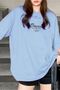 Thousand Single Jersey T-shirt - Baby Blue Printed Oversize Crew Neck Short Sleeve T-Shirt