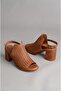 Seç 1602 Genuine Leather Women's Heeled Sandals Brown - 6
