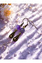 Tiger eye & amethyst natural stone 2-piece earring set dangle - decorative - 5 cm - with faceted apparatus - 6