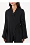 Modal Fabric Side Tie Detail Kimono & Pants Two-Piece Set - Black - - 5