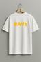 Oversize Navy Text Unisex T-Shirt with Pocket and Back Design - 2