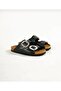 Unisex Orthopedic Sole Black Anatomical Slippers Daily Comfortable Slippers with Double Tape Buckle - 2