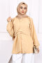 Beige Belt Detailed Wrap Shirt