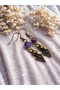 Tiger eye & amethyst natural stone 2-piece earring set dangle - decorative - 5 cm - with faceted apparatus - 2