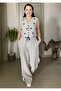 Cotton Linen Embroidery Embroidered Soft Texture Vest Pants Set - 2