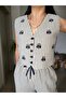 Cotton Linen Embroidery Embroidered Soft Texture Vest Pants Set - 4
