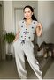 Cotton Linen Embroidery Embroidered Soft Texture Vest Pants Set - 5