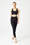 Black Supported Covered Sports Bra with Back Detail - 5