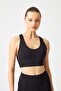 Black Supported Covered Sports Bra with Back Detail - 2
