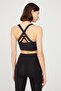Black Lightly Supported Covered Sports Bra with Back Detail - 6