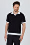 Garci̇a Men's Black-White Cotton Blended Apaç Collar Slim Fit Polo Collar Knitwear T-Shirt - 5