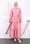 Pink Front Embroidered Waist Belted Dress
