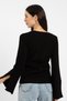 Women's Vita S154 Bow Stone Detailed Ribbed Slit Spanish Sleeve Knitwear Cardigan / Blouse Black - 3