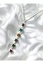 Row Colored Baguette Stone Steel Y Women's Necklace - Gift Wrapped - Steel Necklace - Row Necklace - Women's Necklace