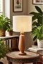 Magnolia Table Lampshade Wooden Body Fabric Headboard Decorative Table Lamp Night Light - 3