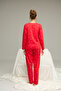 Red Heart Pattern Cotton Crew Neck Knitted Pajamas Suit25241158 - 3
