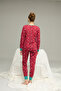Burgundy Christmas Pattern Cotton Crew Neck Knitted Pajamas Suit25241131 - 3