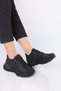 Women's Sports Shoes Stoned Leopard Patterned Orthopedic Sole Black Color
