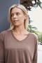 Women's Quality Modal Stretchy Fabric V-Neck Off-Shoulder Capri Three-Quarter Sleeve Lightweight Loose Blouse-Coffee - 5