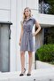 Women's Silky Modal Fabric Collar Off-Shoulder Knee-Length Belted Button Dress-Anthracite - 4