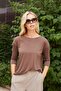 Women's Quality Modal Stretch Fabric Wide Zero Collar Capri Three Quarter Sleeve Lightweight Loose Blouse-Coffee - 4