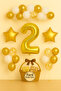 Gold Star 1 Year Old Birthday Balloon Set |   White Transparent Concept