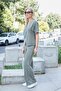 Women's Silky Modal Stretchy Fabric High Waist Front Seam Side Pockets Wide Leg Palazzo Pants-Khaki - 5