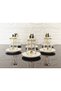 18 Pieces Porcelain Plate Tea Set - 6 Cup - 6 Plate - 6 Black Butterfly Spoon - Eva Cup with Gold Details