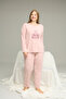 Powder Pattern Curve Large Size Battal Size Cotton Pajamas Suit25240843 - 2