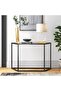 FFD Modern Glass Top Console Table: Sleek Entryway Furniture for Living Room. Metal Frame