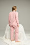 Powder Pattern Curve Large Size Battal Size Cotton Pajamas Suit25240825 - 3