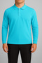 Unisex Turquoise Long Sleeve Polo Neck Lacoste T-Shirt School High School Adult Ready to Wear 100% Cotton - 3