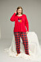 Red Pattern Curve Large Size Battal Size Cotton Pajamas Suit25240814 - 2