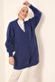 Women's Hijab Long Knitwear Cardigan Navy Blue 1048 - 2