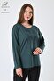 Women's Emerald Double Drop Branch Patterned Stone Embroidered Slit Lycra Viscose Mother Combed Cotton Blouse