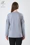 Women's Gray Floral Patterned Stone Embroidered Slit Lycra Viscose Mother Combed Cotton Blouse - 5