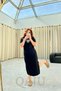 Women's Modal Viscose Slit Short Sleeve Casual Dress – Black - 4