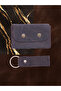 Genuine Leather Snap Fastener Minimal Card Holder Wallet (Single Eye Keychain Gift) - 3