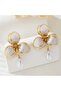 Pearl Dangle White Flower Earrings |   Non-Tarnish Gold Plated & Antiallergic - 3