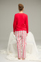 Red Ribbon Pattern Knitted Cotton Pajamas Suit25240225 - 3