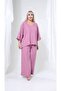 Plum Linen Fabric Wide Comfortable Fit V-Neck Bottom Top Set - 7