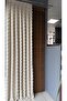 Linen Textured Tasseled Ecru Panel Background Curtain Luxury Single Wing 1/3 Tight Pleated - 5